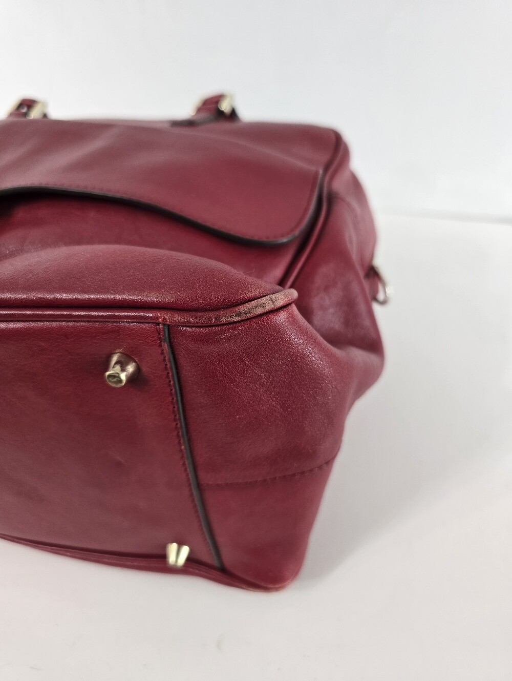 Anya Hindmarch Carker Satchel Red Leather Front Flap Pocket Handbag Bag Purse - Picture 7 of 15